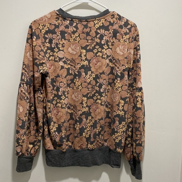 Pre-owned Bobeau floral print lantern sleeve top sweater size small 🌟 - Picture 6 of 6